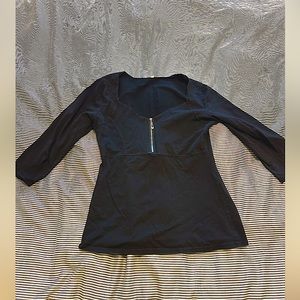 Black, long sleeve shirt with zip front